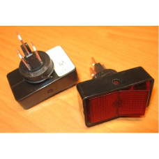 Рокерный переключатель ASW-11D-102 красный (20A 12V !!! DC SPST 3P) (с подсветкой, с фиксацией)
